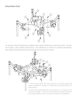 Ensamble Final 
10. Inserta cada extremidad por debajo de la parte inferior del cuerpo del robot, a través 
de la pieza, unió