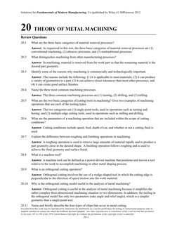 Solutions for Fundamentals of Modern Manufacturing, 5/e (published by Wiley)  MPGroover 2012
20 THEORY OF METAL MACHINING
Re