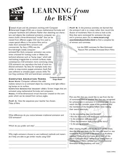 Activity
4
Reproducible Master
©2003 AMPAS
LEARNING from
the BEST
I
nstead of pen and ink, animators working with Computer
Ge