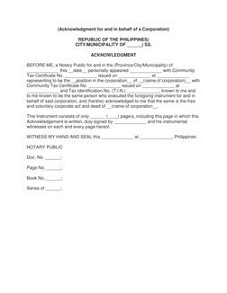 Notary Acknowledgment Sample Philippines | PDF | Notary Public ...