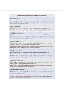 3
Strategic Assumptions That Were Not Challenged
1941 World War II
Japan would avoid all-out war because it recognized US mil
