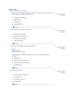SQL SELECT Statement Quiz | PDF | Sql | Information Science