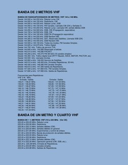BANDA DE 2 METROS VHF 
  (http://frecuenciasradioaficion.blogspot.cl/2012/05/banda-de-2-metros-vhf.html)
BANDA DE RADIOAF