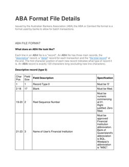 ABA File Format Overview and Details | PDF | Debits And Credits ...