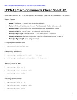 CCNA Cisco Commands Cheat Sheet | PDF | Ip Address | Network Architecture