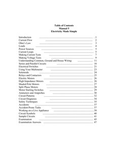 Table of Contents
Manual 5
Electricity Made Simple
Introduction             .................................................