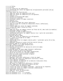 1-1-1 no fallas.
1-1-2 de ecus.
1-1-3 Los inyectores de combustible.
1-1-3 calefacci n del sensor de ox geno-max enriquecimie
