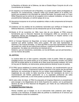 la República al Ministro de la Defensa, de éste al Estado Mayor Conjunto de allí a los
Comandantes de Unidades.
31.En respect