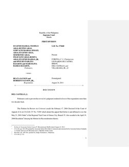1 
 
Republic of the Philippines 
Supreme Court 
Manila 
 
FIRST DIVISION 
 
EUGENIO BASBAS, TEOFILO 
ARAS, RUFINO ARAS, 
GER