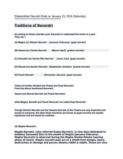 Shakambhari Navratri Ends on January 23, 2016 (Saturday) 
******************************************************
Traditions o