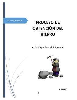 1 
 
PROCESOS MINEROS 
 
 
 
 
 
 
 
 
 
 
 
 
 
 
 
 
 
 
 
 
 
 
 
 
 
 
 
 
 
 
PROCESO DE 
OBTENCIÓN DEL 
HIERRO 
 
 
