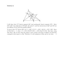 Solution 2.
A
B
C
D
E
P
F
Q
T
S
R
I will show that CF bisects segment QE (and analogously bisects segment DT). Since
DT ∥QE,