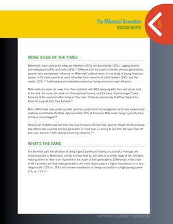 The Millennial Generation 
Research Review
5
NATIONAL CHAMBER FOUNDATION
MORE SIGNS OF THE TIMES
Millennials’ main sources fo