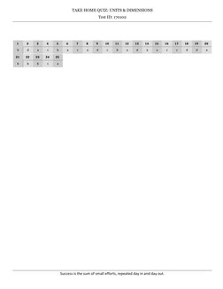 TAKE HOME QUIZ: UNITS & DIMENSIONS 
Test ID: 170102 
Success is the sum of small efforts, repeated day in and day out. 
 
 
1