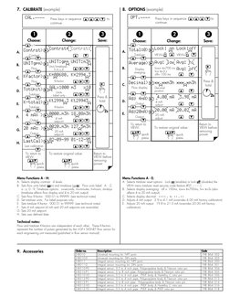 8.  OPTIONS (example)
7.  CALIBRATE (example)
9.  Accessories
1
2
To return to 
VIEW:
quick 
press
To restore original value: