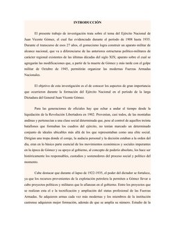 INTRODUCCIÓN
El presente trabajo de investigación trata sobre el tema del Ejército Nacional de
Juan Vicente Gómez, el cual fu