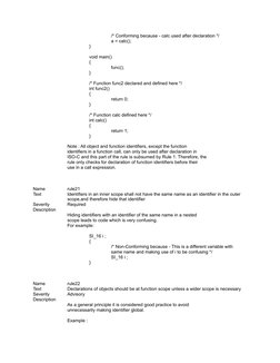 /* Conforming because - calc used after declaration */
a = calc();
}
void main()
{
func();
}
/* Function func2 declared and d