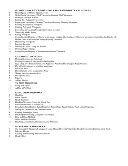 11: MODEL SPACE VIEWPORTS, PAPER SPACE VIEWPORTS, AND LAYOUTS
1
Model Space and Paper Space/Layouts
2
Model Space Viewports (