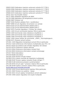 DF653 0263 Calibration injection carburant cylindre N***730;1
DF654 0266 Calibration injection carburant cylindre N***730;2
D