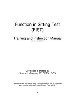Sitting Function Test FIST Training Manual v1-5 PDF | PDF | Balance (Ability) | Test (Assessment)