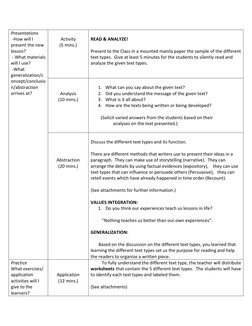 Grade 7 Text Types Lesson Plan | PDF | Rain | Narrative