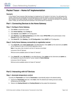 © 2016 Cisco and/or its affiliates. All rights reserved. This document is Cisco Public. 
Page 1 of 3 
Packet Tracer – Hom
