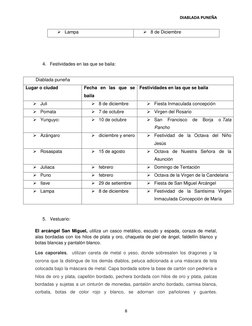 DIABLADA PUNEÑA  
8 
 
 Lampa  
 8 de Diciembre 
 
 
4. Festividades en las que se baila: 
 
        Diablada puneña 
Lugar