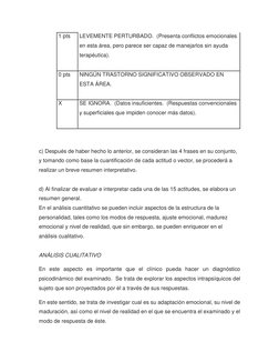 1 pts 
LEVEMENTE PERTURBADO.  (Presenta conflictos emocionales 
en esta área, pero parece ser capaz de manejarlos sin ayuda