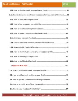 Co 
Facebook Hacking – Raj Chandel 
2011 
C o p y r i g h t  w w w . h a c k i n g a r t i c l e s . i n  
 
Page 3 
 1.17.