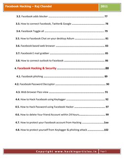 Co 
Facebook Hacking – Raj Chandel 
2011 
C o p y r i g h t  w w w . h a c k i n g a r t i c l e s . i n  
 
Page 5 
3.2. F