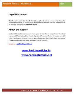 Co 
Facebook Hacking – Raj Chandel 
2011 
C o p y r i g h t  w w w . h a c k i n g a r t i c l e s . i n  
 
Page 7 
 
Lega