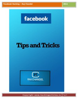 
Co 
Facebook Hacking – Raj Chandel 
2011 
C o p y r i g h t  w w w . h a c k i n g a r t i c l e s . i n  
 
Page 9 
 
