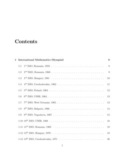 Contents
1
International Mathematics Olympiad
8
1.1
1st IMO, Romania, 1959 . . . . . . . . . . . . . . . . . . . . . . . . .