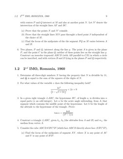 1.2. 2ND IMO, ROMANIA, 1960
9
with centers P and Q intersect at M and also at another point N. Let N ′ denote the
intersectio