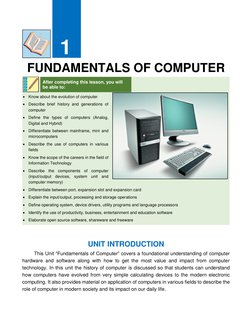 FUNDAMENTALS OF COMPUTER
After completing this lesson, you will
be able to:
Know about the evolution of comp