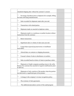 scheduled shipping date without the customer’s consent.
 
¯¯     Invoicing of products prior to shipment (for example, billin