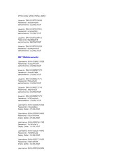 4FMK-XXJU-UTXE-PDMA-3DAH 
 
Usuario: EAV-0197319899 
Password: af5darmp8e 
Vencimiento: 02/08/2017 
 
Usuario: EAV-0197319901