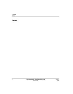 Contents 
Tables 
x 
Experion Ethernet Implementation Guide  
R310.2 
 
Honeywell 
3/08 
Tables 
 
 
