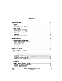 R310.2  
Experion Ethernet Implementation Guide 
ix 
3/08 
Honeywell 
 
Contents 
INTRODUCTION ............................