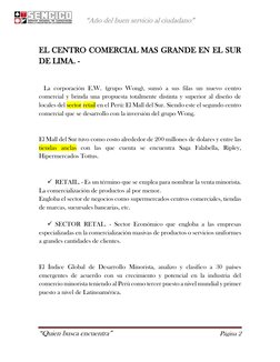 “Año del buen servicio al ciudadano” 
 
“Quien busca encuentra”  
Página 2 
 
 
EL CENTRO COMERCIAL MAS GRANDE EN EL SUR 
D