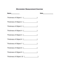 Micrometer Worksheet Exercise .pdf Micrometer Reading Practice Worksheet | PDF