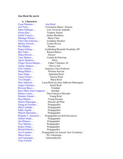 Jose Rizal the movie
A. Characters
Cesar Montano  (http://www.imdb.com/name/nm0599004/)...                 Jose Rizal  (http: