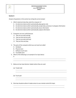 MCM NKANA SECONDARY SCHOOL 
“Education for Life” 
END OF TERM 1 EXAMINATIONS 
GRADE 8 
 
 
Section A  
Answer all q