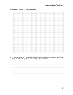 Laboratorio de Fundición 
7 
 
2.- Tabular y graficar los datos obtenidos.