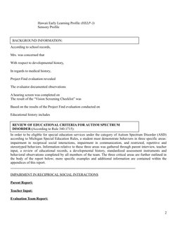 Autism Spectrum Disorder Evaluation Report | PDF | Autism Spectrum | Autism