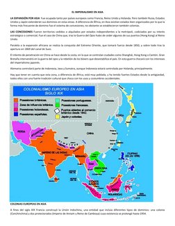 EL IMPERIALISMO EN ASIA 
LA EXPANSIÓN POR ASIA  Fue ocupada tanto por países europeos como Francia, Reino Unido y Holanda. Pe