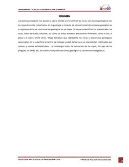 Universidad Católica Los Ángeles de Chimbote 
GEOLOGIA APLICADA A LA INGENIERIA CIVIL 
TIPOS DE PLANOS GEOLOGICOS 
3