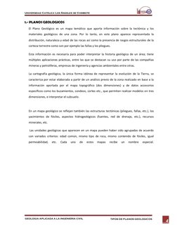 Universidad Católica Los Ángeles de Chimbote 
GEOLOGIA APLICADA A LA INGENIERIA CIVIL 
TIPOS DE PLANOS GEOLOGICOS 
4