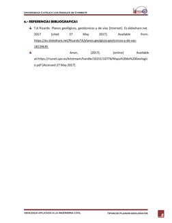 Universidad Católica Los Ángeles de Chimbote 
GEOLOGIA APLICADA A LA INGENIERIA CIVIL 
TIPOS DE PLANOS GEOLOGICOS 
8
