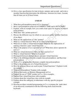 Important Questions  
 
www.eduwing.blogspot.in 
28. Give a class specification for time in hours, minutes and seconds  and w